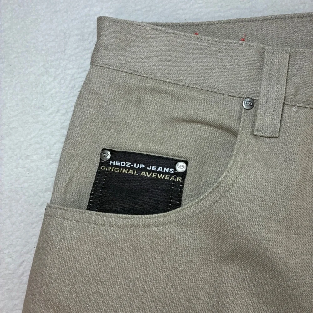 Vintage Hedz Up Jeans Carpenter Pants Men 40x33 Beige Baggy Skater Y2K Loose